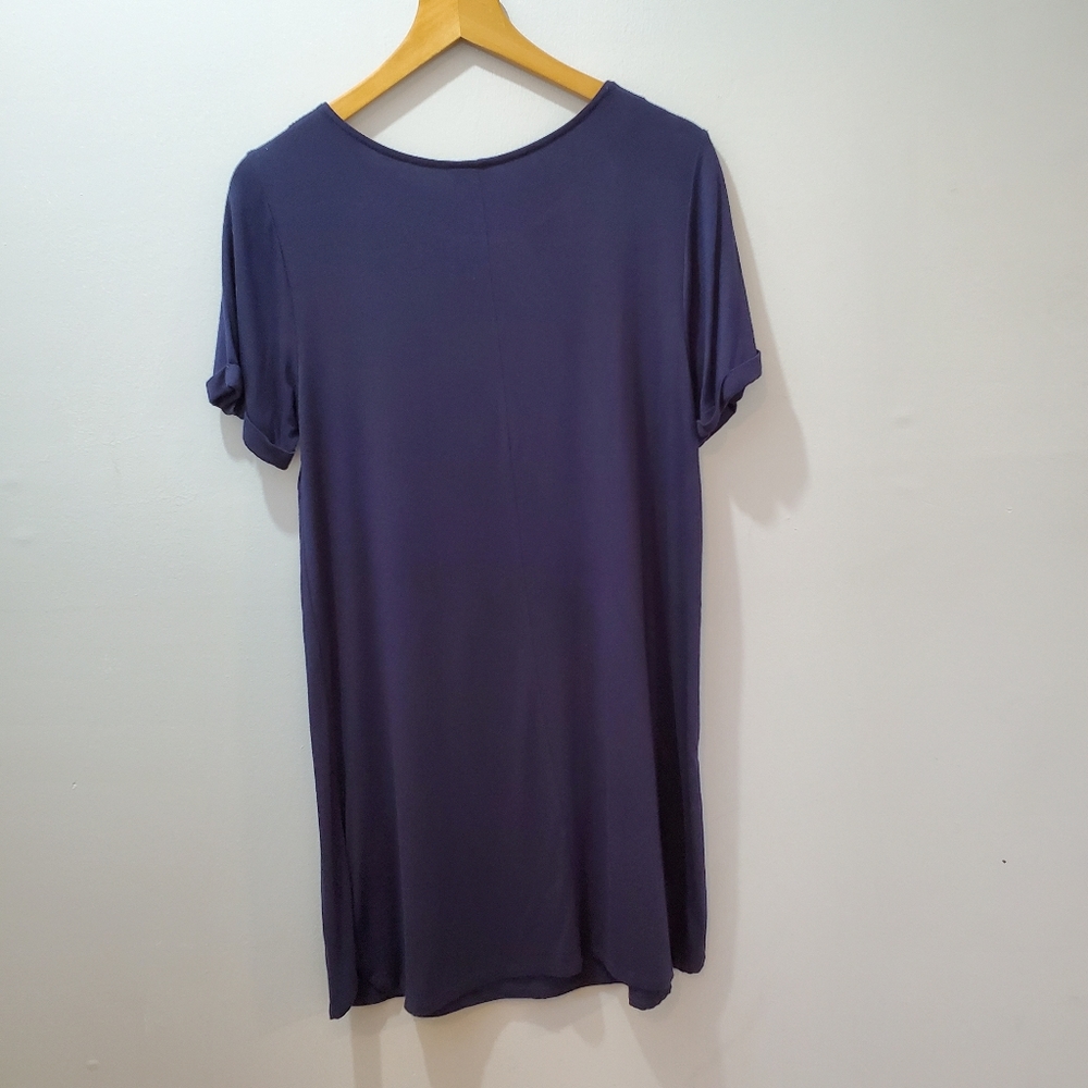 Francesca's Navy Tee Shirt Dress with Pocket - Picture 7 of 8